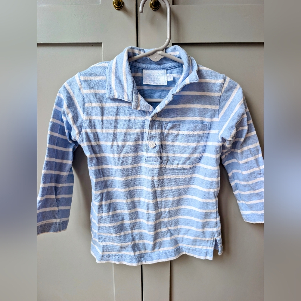 Little English Light Blue Striped Polo